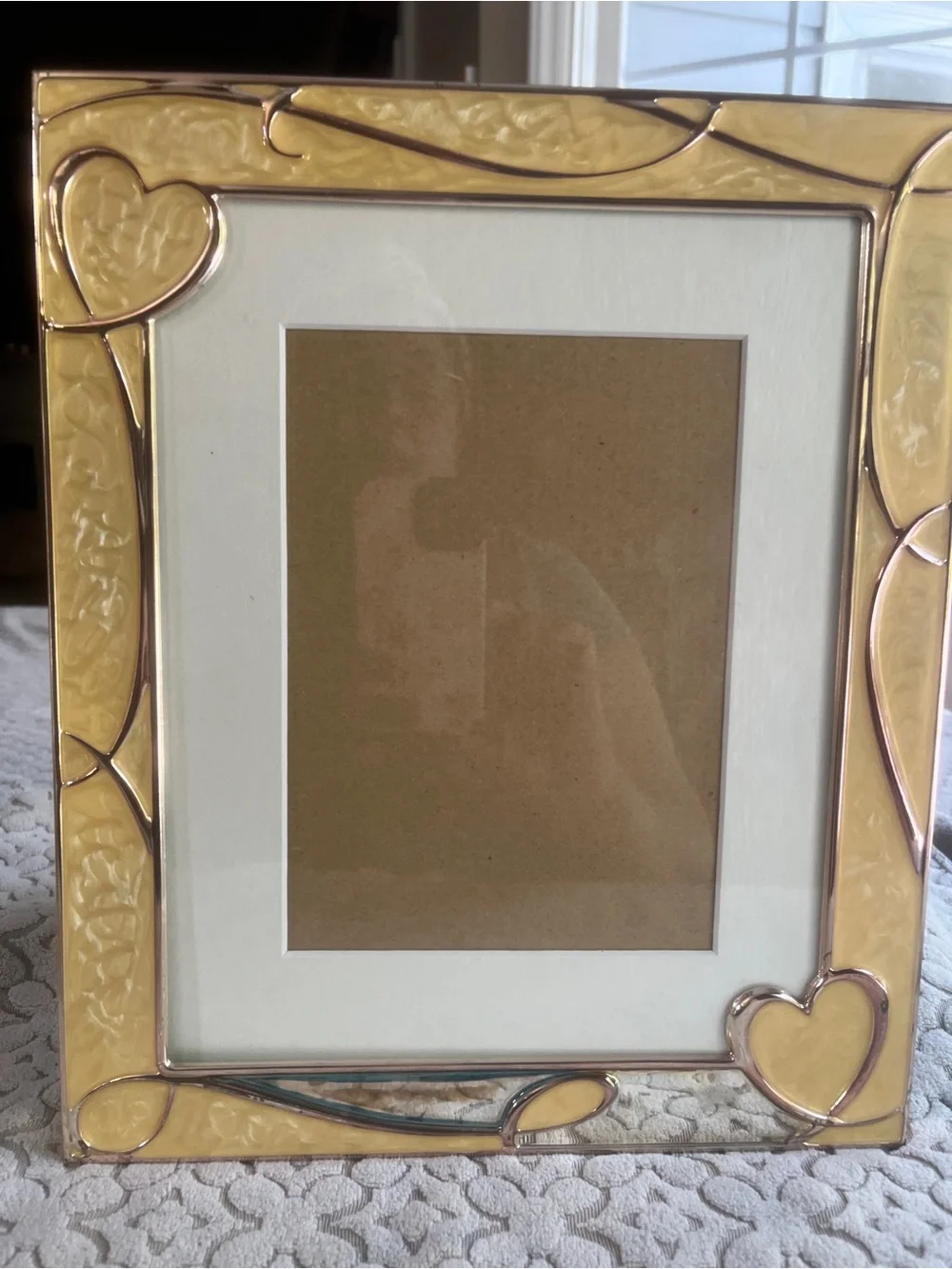 Yellow Heart Accent Picture 12”x10” Frame -  for 7”x5” Photo Display